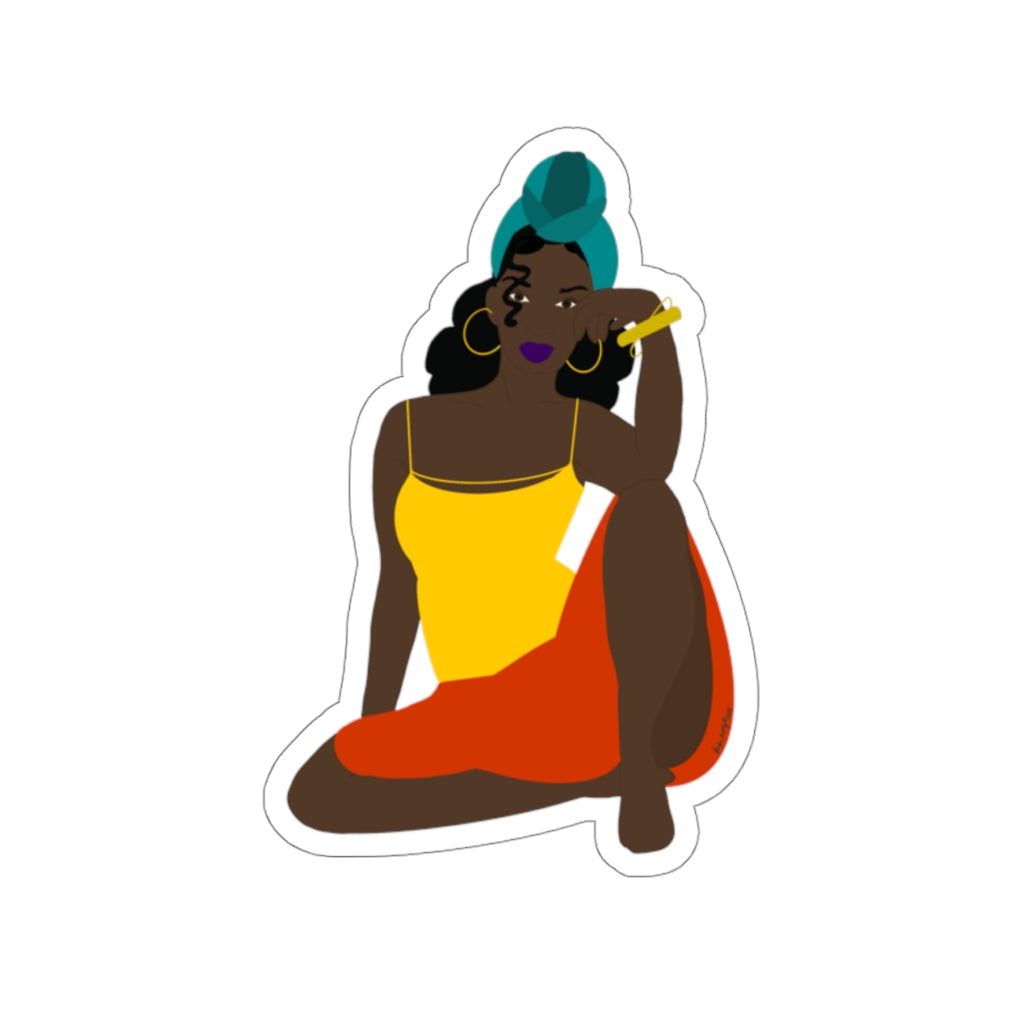 Natural Hair Sticker | Planner Sticker - Black Girl Magic - Head wrap - African American - Kiss cut Sticker - laptop decal - funny sticker