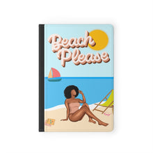 Load image into Gallery viewer, Beach Please Summer Vacation Luggage Black Girl African American Woman Travel Passport Cover
