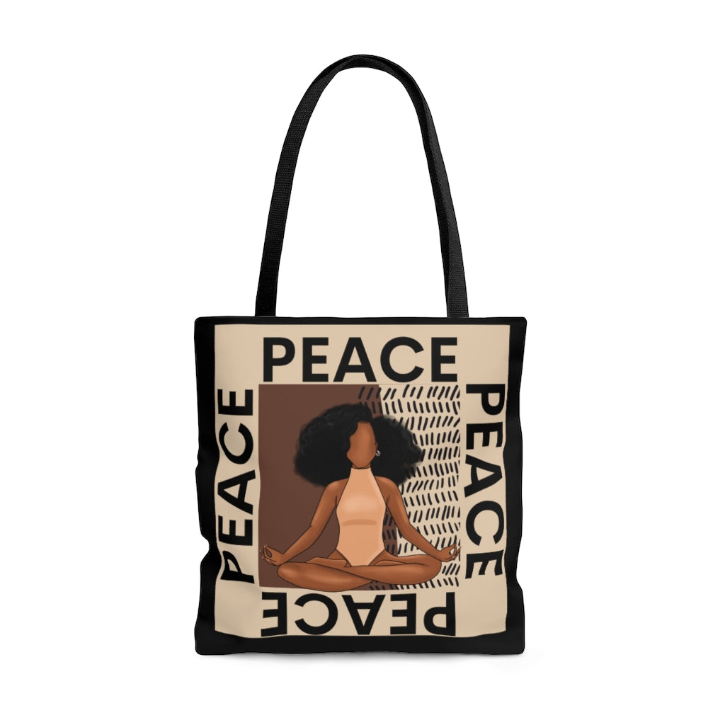 Peace Black Yogi Meditation Melanin Yoga Shopping and Tote Bag
