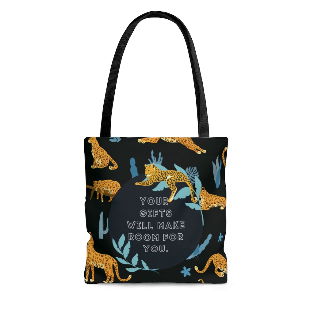 Make Room for Your Gifts Jungle Leopard Shopping and Tote Bag