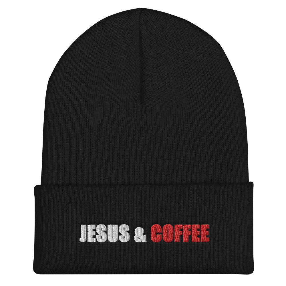 Jesus and Coffee Cuffed Beanie