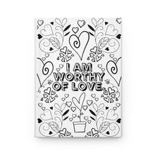Load image into Gallery viewer, Worthy | Positive Affirmation Journal| Color Your Own Journal | Black Girl |Create Your Own | Hardcover Journal | Self-Love | Teen Girl Gift
