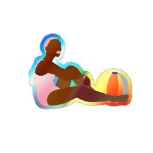 Load image into Gallery viewer, Holographic Beach Me Sticker| Black Art |Black Woman |Black Women Travel| Laptop Decal | Car Decal | African American | Planner Sticker | Holographic Stickers
