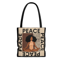 Load image into Gallery viewer, Peace Black Yogi Meditation Melanin Yoga Shopping and Tote Bag
