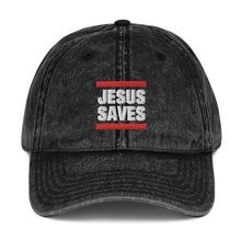 Load image into Gallery viewer, Jesus Saves, Vintage Cotton Twill Cap, Christian Apparel, Christian Hat, Try Jesus
