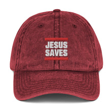 Load image into Gallery viewer, Jesus Saves, Vintage Cotton Twill Cap, Christian Apparel, Christian Hat, Try Jesus
